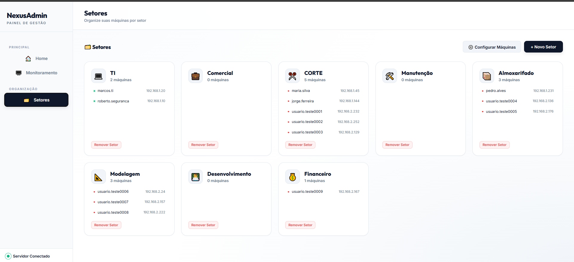 Organização por Setor